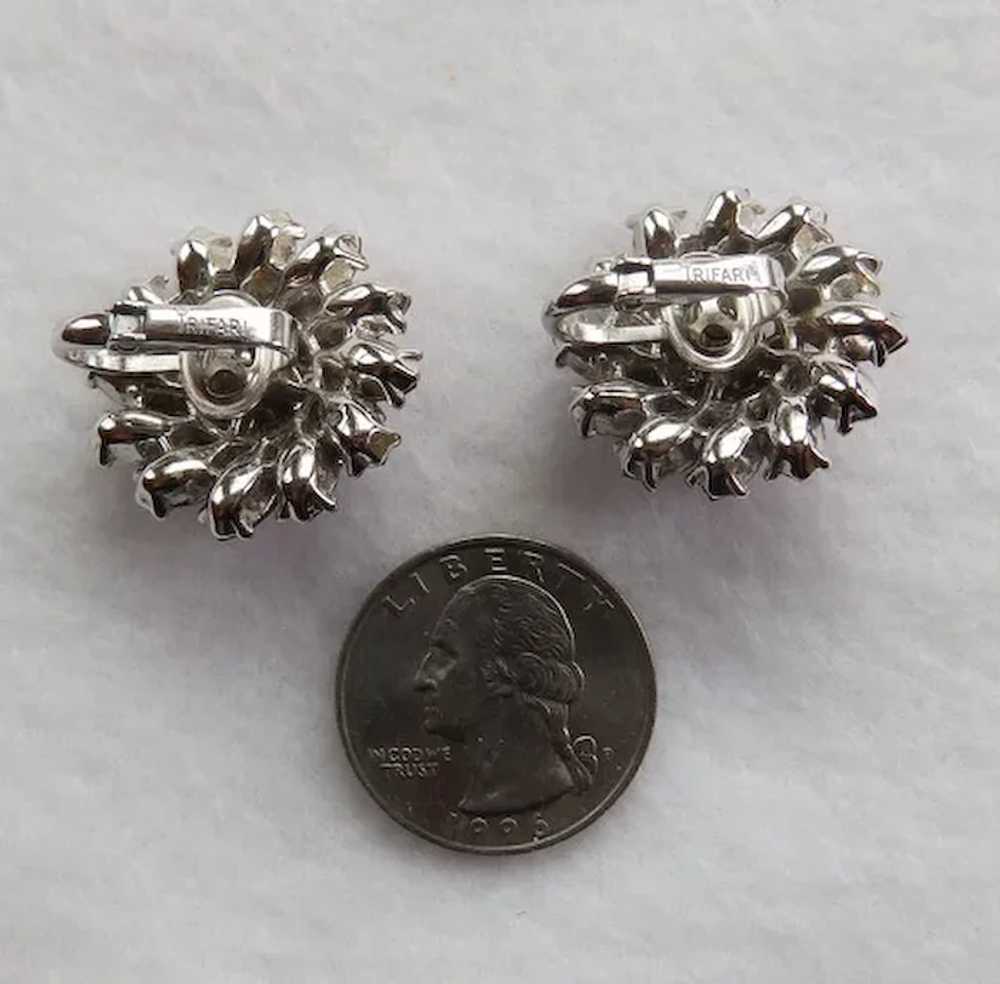 Crown Trifari Clip Back Sparkle Earrings - image 5