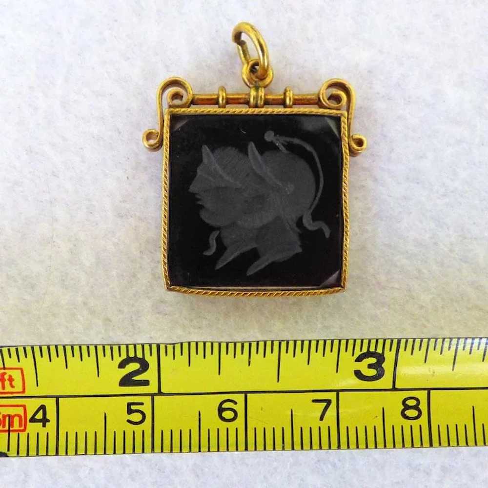 Vintage Carved Carnelian Watch Fob in Gold Fill - image 4