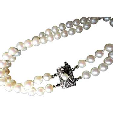 Estate Mikimoto Cultured Pearl Double Strand Brace