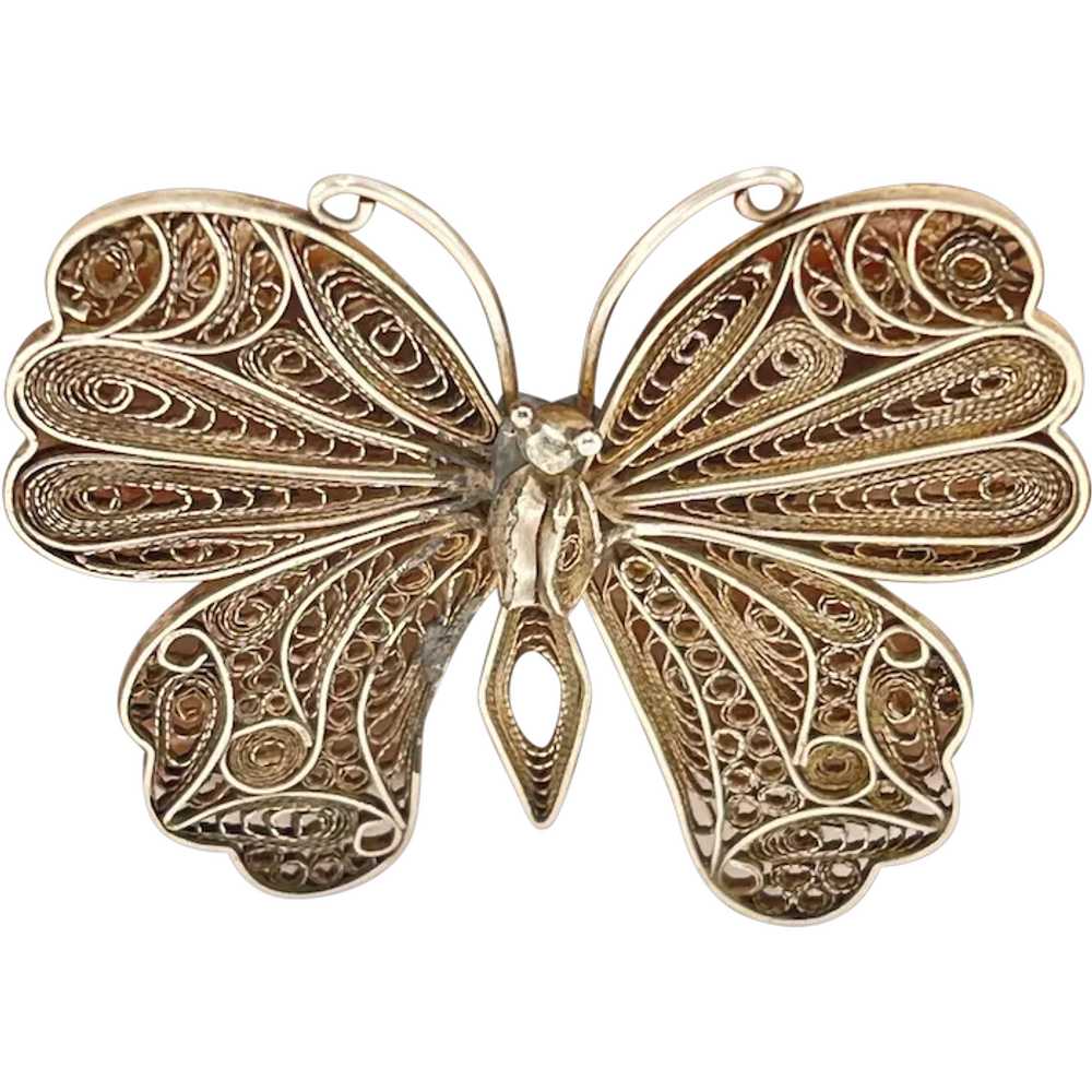 Spun 800 silver butterfly brooch - image 1