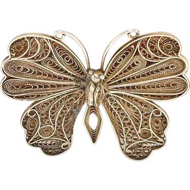 Spun 800 silver butterfly brooch - image 1