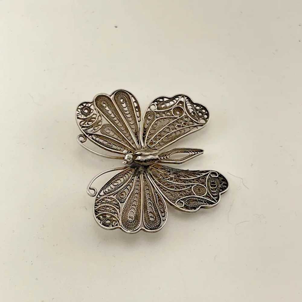 Spun 800 silver butterfly brooch - image 2