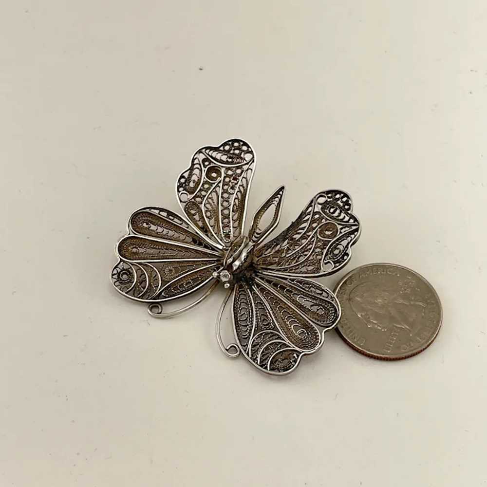 Spun 800 silver butterfly brooch - image 4