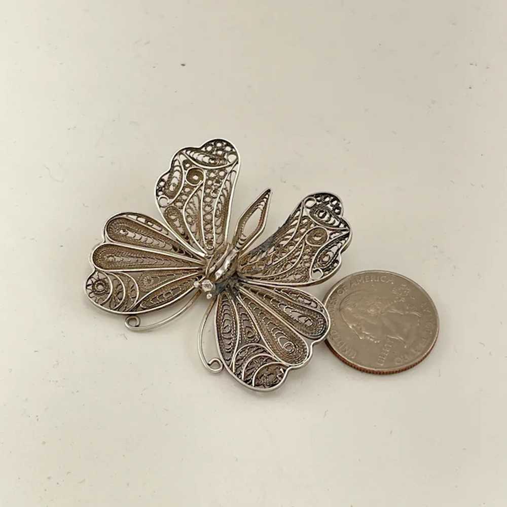 Spun 800 silver butterfly brooch - image 5