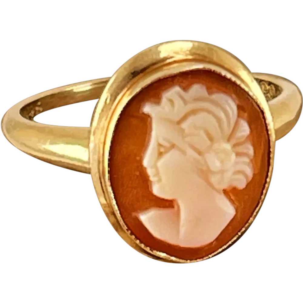 Antique 14K Carved Cameo Ring - image 1