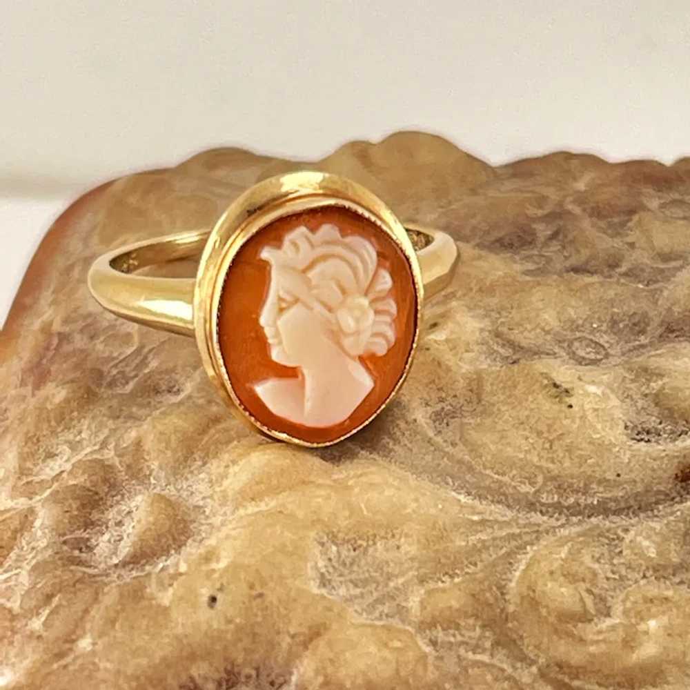 Antique 14K Carved Cameo Ring - image 3