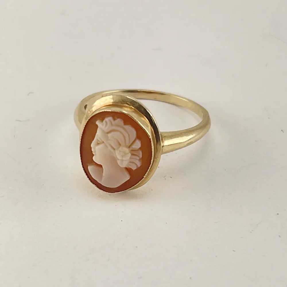 Antique 14K Carved Cameo Ring - image 4