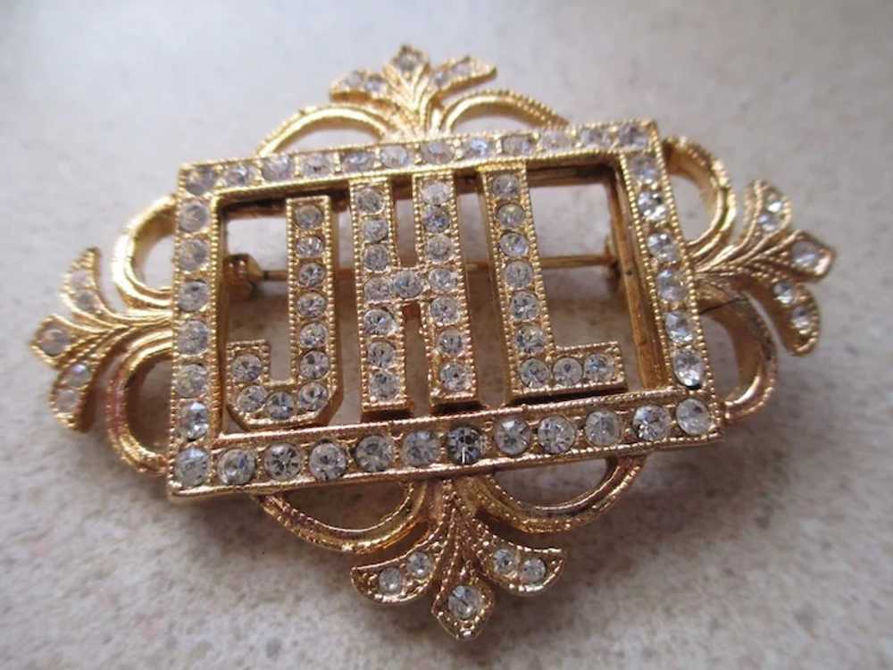 Vintage ORA Crystal  JHL Brooch - image 3