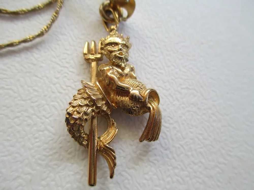 Vintage Goldtone Metal Sea Orc Necklace - image 2