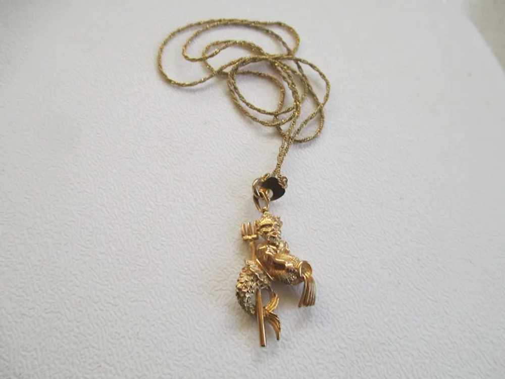 Vintage Goldtone Metal Sea Orc Necklace - image 3