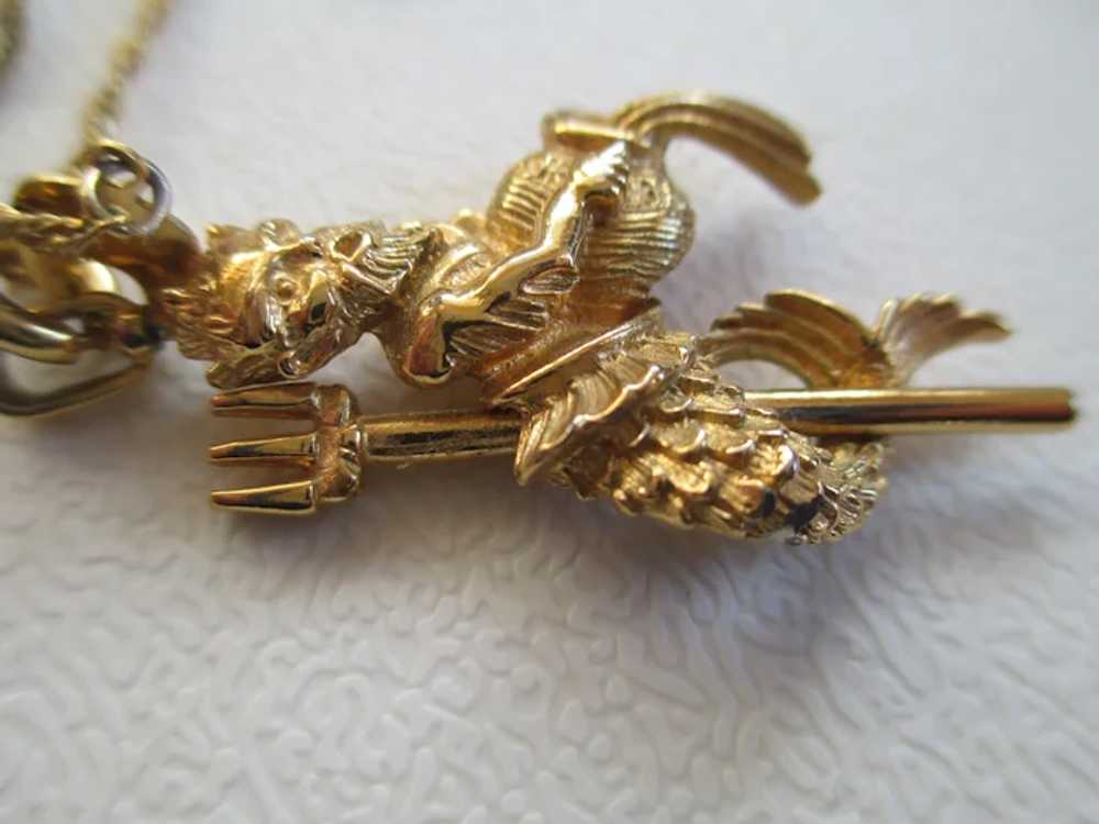 Vintage Goldtone Metal Sea Orc Necklace - image 5