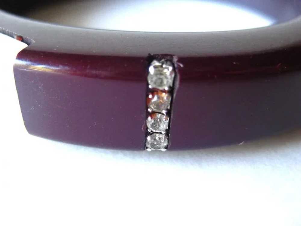 Purple and White Lucite and Rhinestone Bracelet /… - image 3