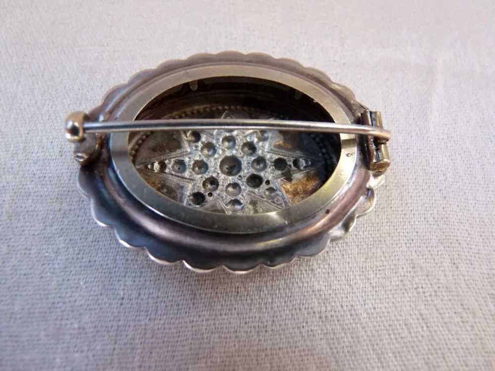 Antique Victorian Sterling Silver Etched Brooch - image 5