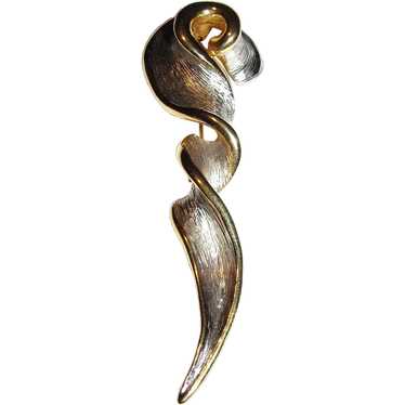 Modernist 4 1/4" Two Tone Statement Pin - image 1