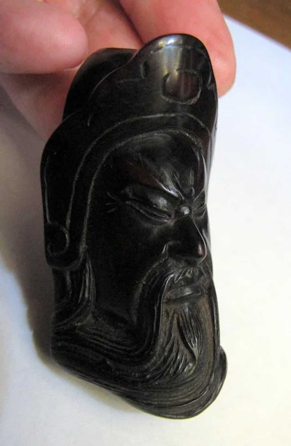 Vintage Netsuke Pendant, Carved Face of an Elder - image 2