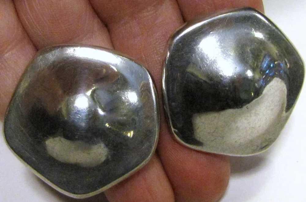 Large Modernist Sterling Silver Earrings. 12 grams - image 2