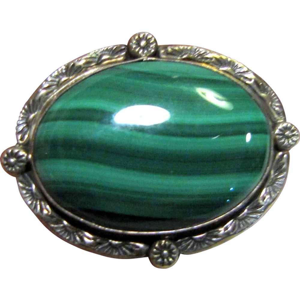 Lennie Mariano Navajo Sterling Malachite Pin, Bea… - image 1