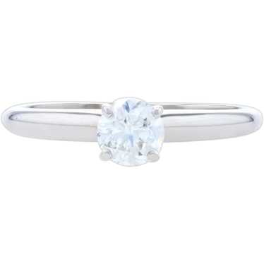 White Gold Diamond Solitaire Engagement Ring - 14k