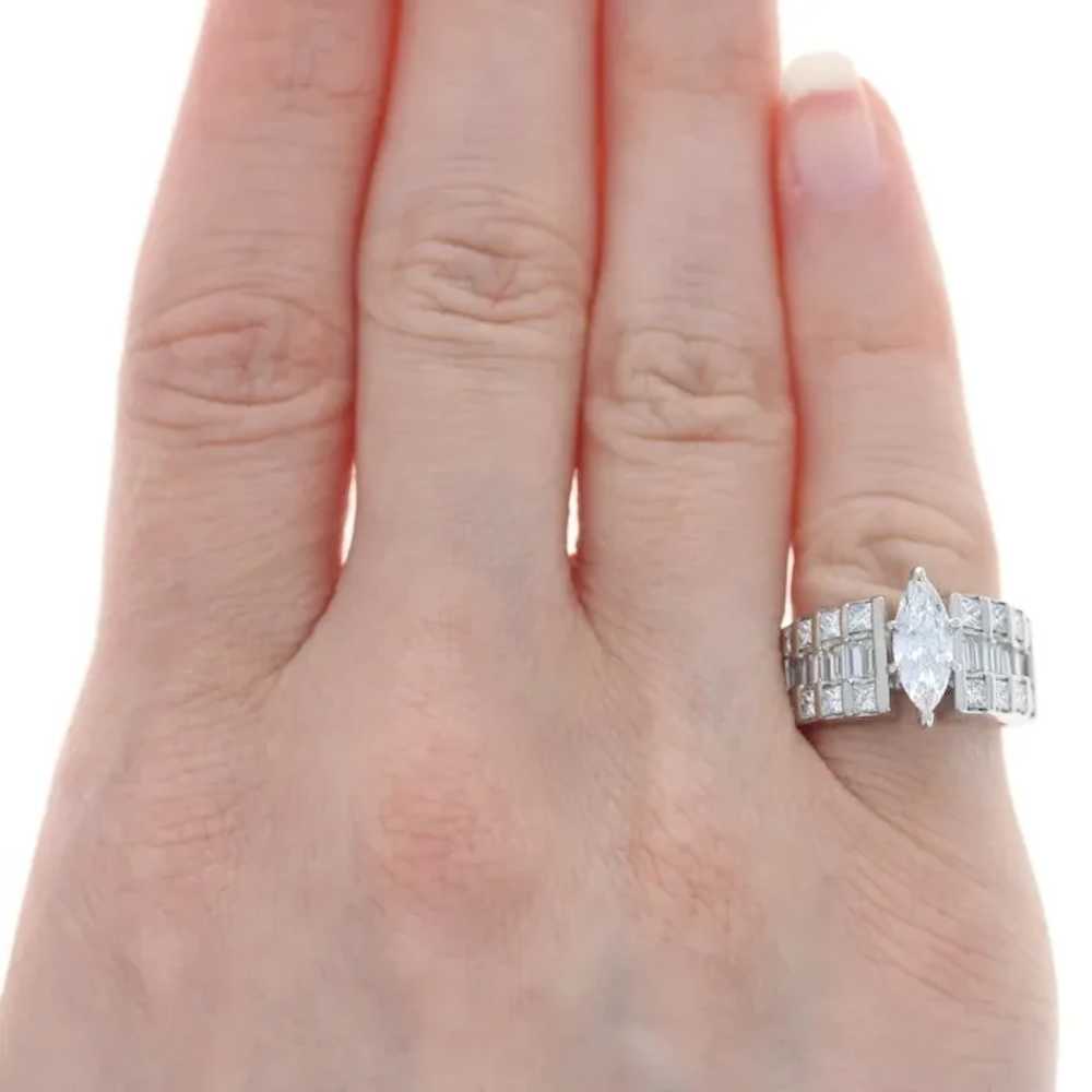 White Gold Diamond Ring - 18k Marquise Cut 2.86ct… - image 2