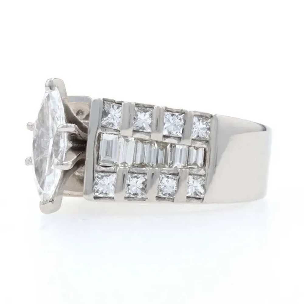 White Gold Diamond Ring - 18k Marquise Cut 2.86ct… - image 3