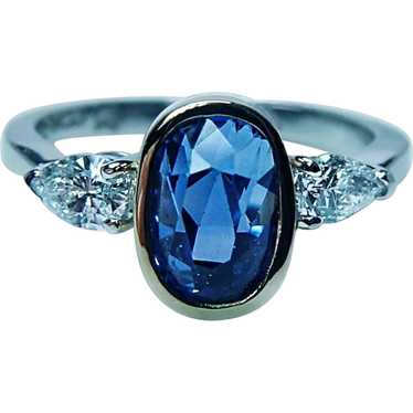 Natural Unheated GIA 3.66ct Sapphire Pear Diamond… - image 1
