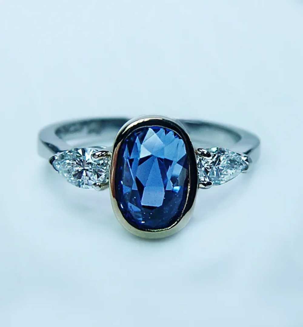 Natural Unheated GIA 3.66ct Sapphire Pear Diamond… - image 2