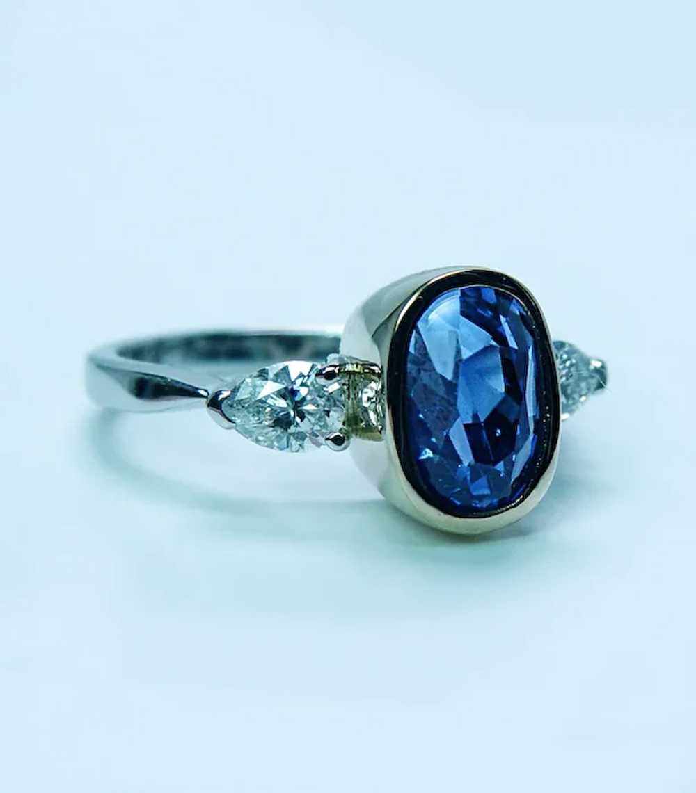 Natural Unheated GIA 3.66ct Sapphire Pear Diamond… - image 3