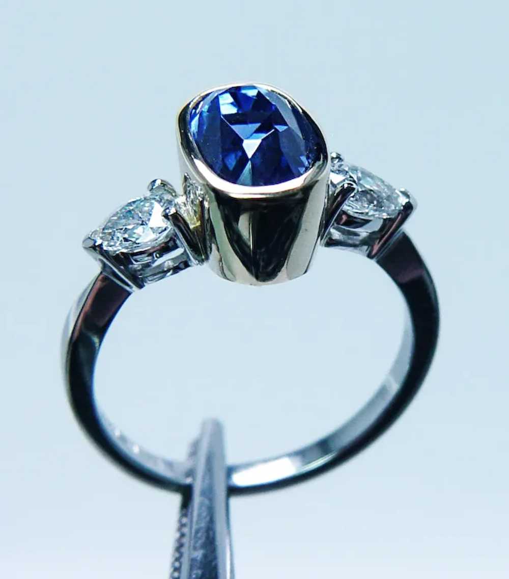 Natural Unheated GIA 3.66ct Sapphire Pear Diamond… - image 5