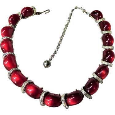 Vintage- 2024 Kramer NY Necklace- Ruby Red!