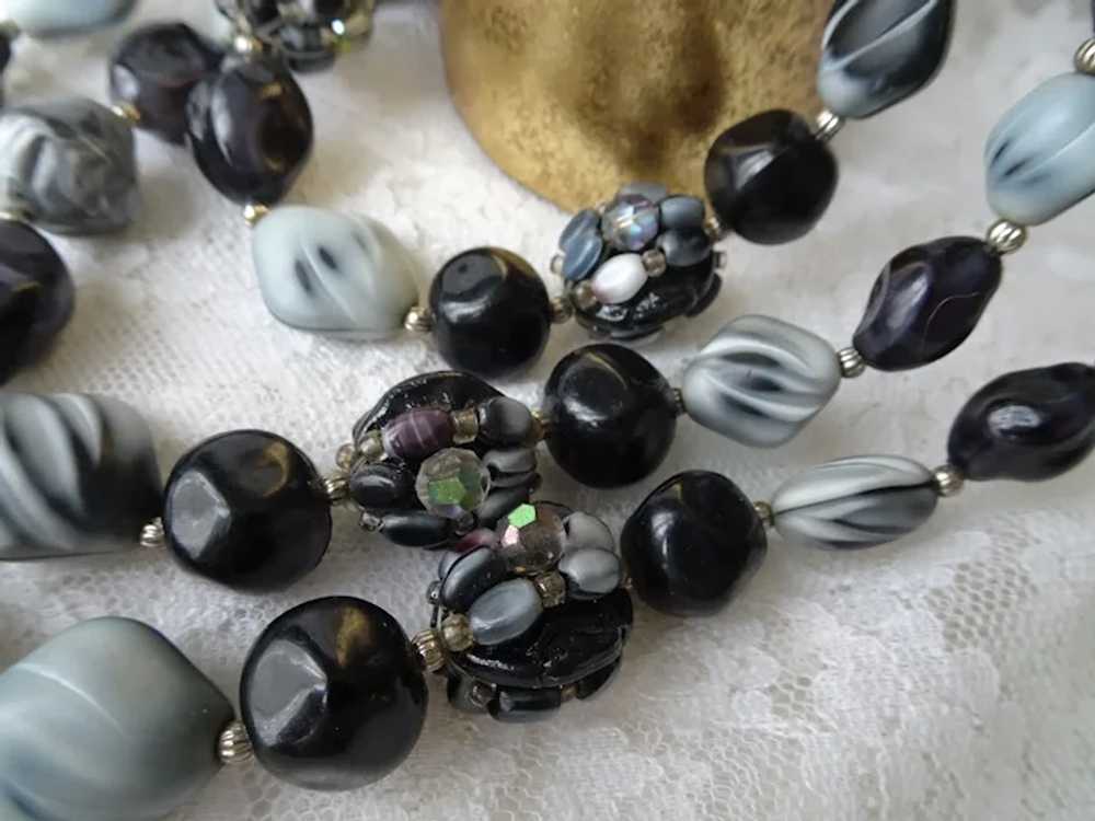 UNIQUE Vintage Necklace,Three Strand Crystal and … - image 4