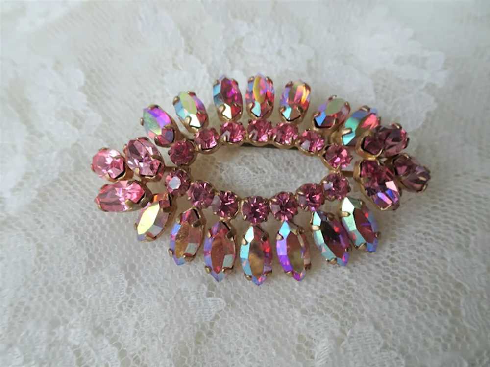 GORGEOUS Brooch,Large Glittering PINK and AB Rhin… - image 2