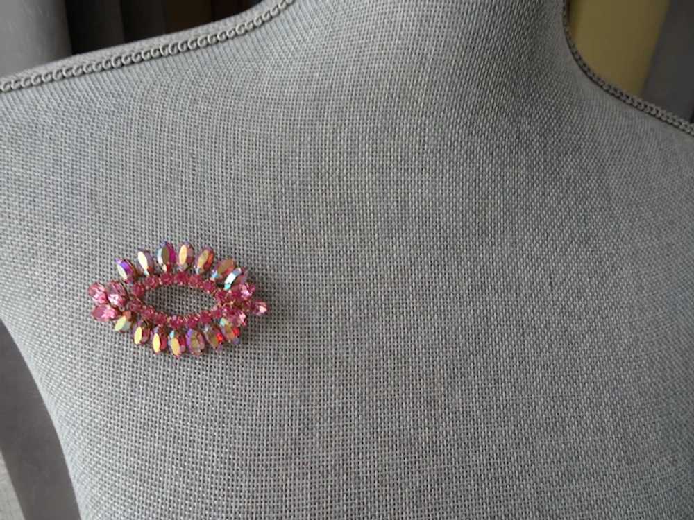 GORGEOUS Brooch,Large Glittering PINK and AB Rhin… - image 4