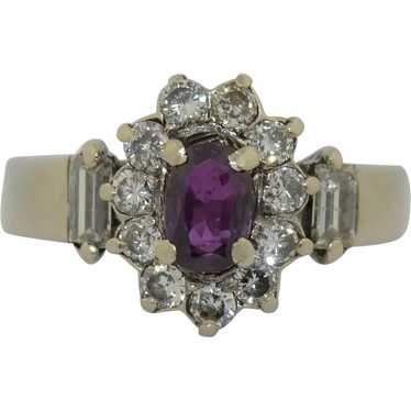 14K Purple Sapphire & Diamond Halo Ring