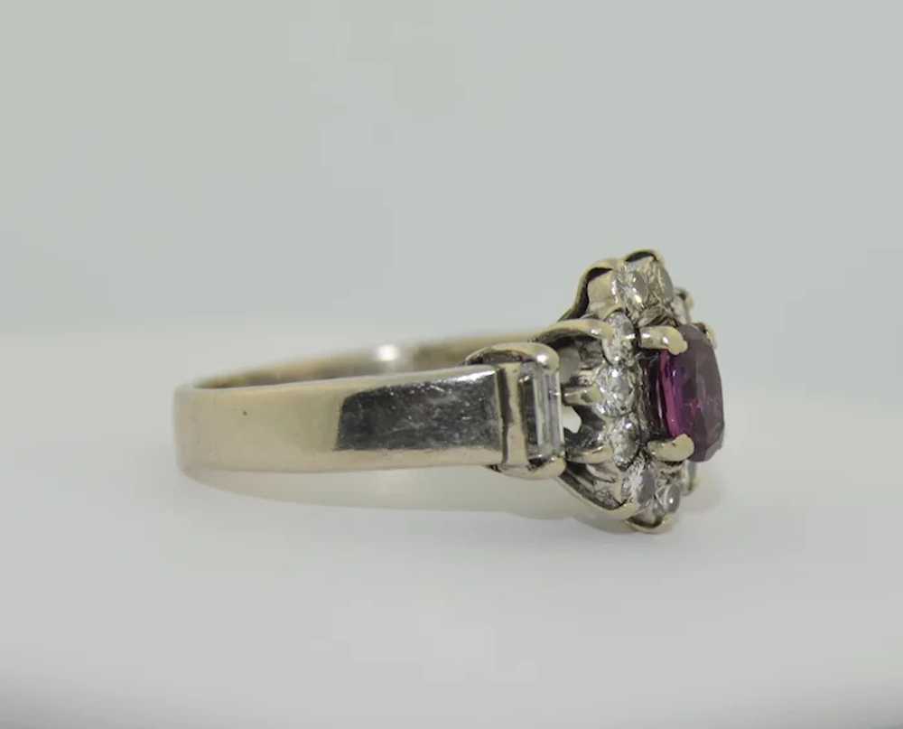 14K Purple Sapphire & Diamond Halo Ring - image 6