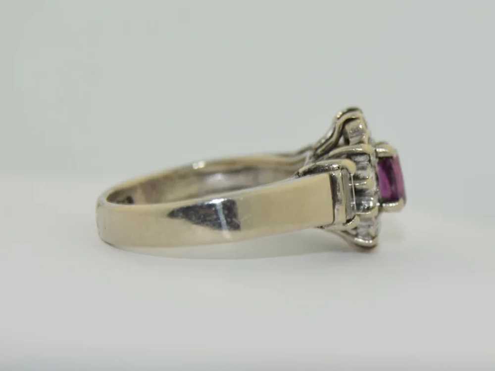 14K Purple Sapphire & Diamond Halo Ring - image 8