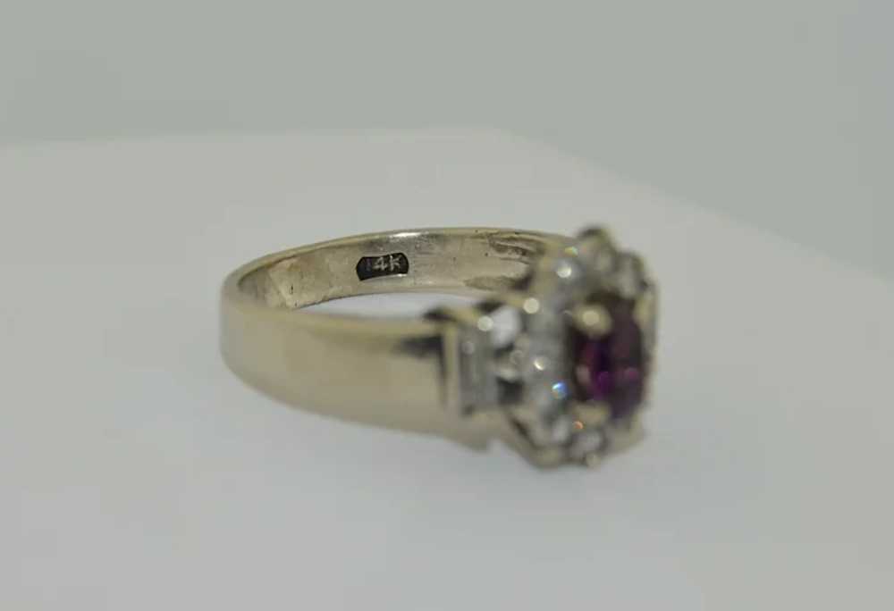 14K Purple Sapphire & Diamond Halo Ring - image 9