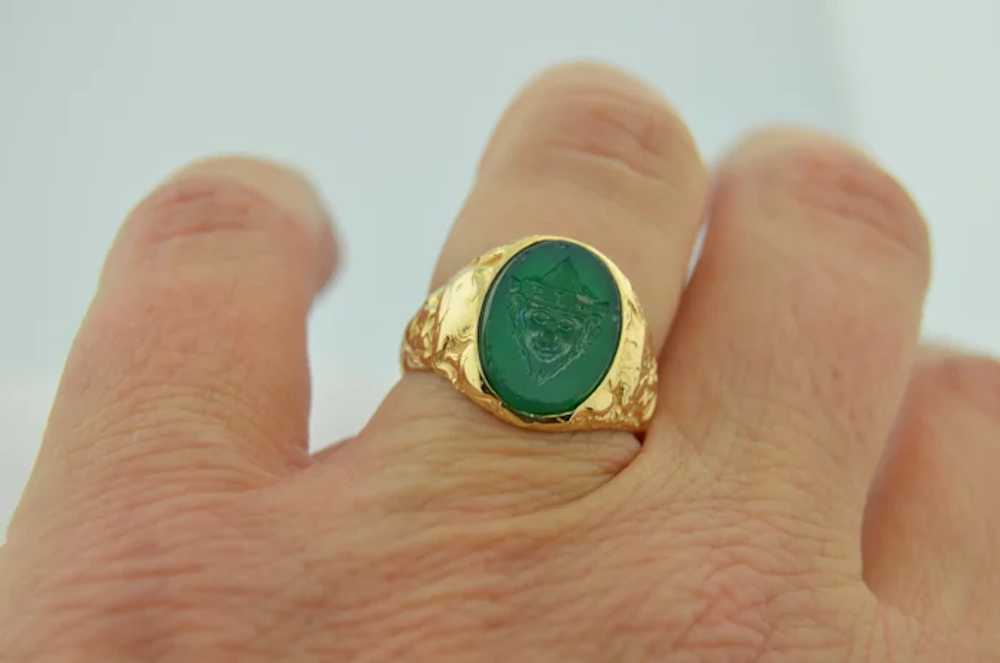 14K Art Nouveau Figural Chrysoprase Intaglio Seal… - image 2