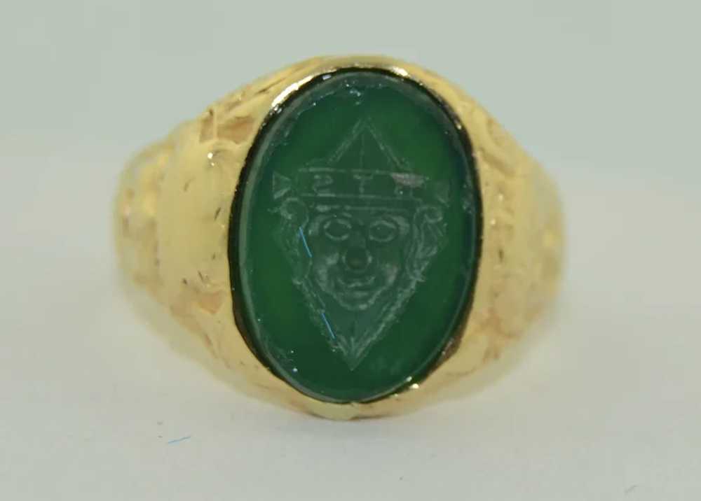 14K Art Nouveau Figural Chrysoprase Intaglio Seal… - image 7