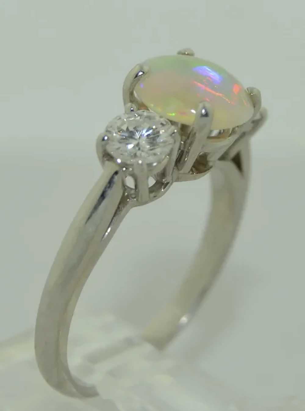 Platinum Fine Diamond and Opal Ring - image 4