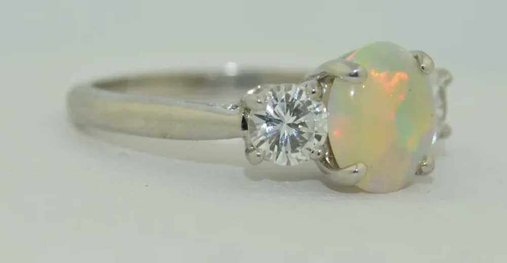Platinum Fine Diamond and Opal Ring - image 6