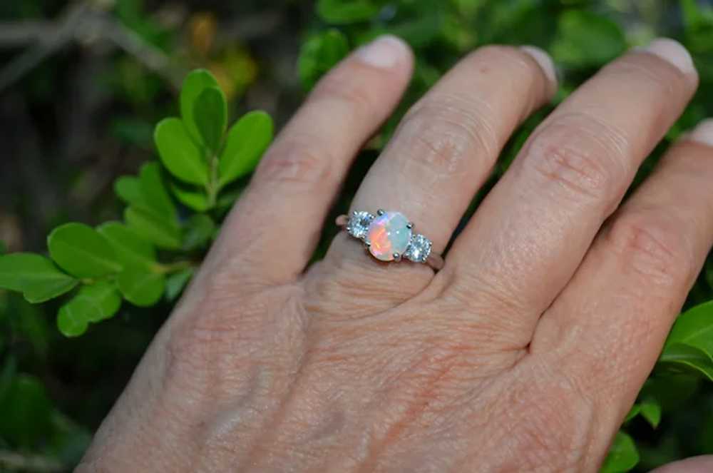 Platinum Fine Diamond and Opal Ring - image 9