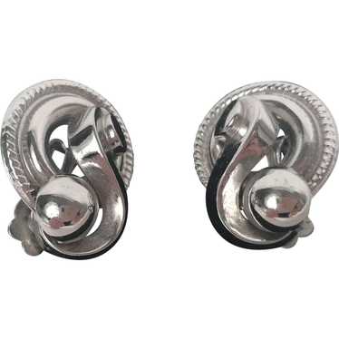 VIntage Signed Coro Silver Tone Earrings Clip Back - image 1