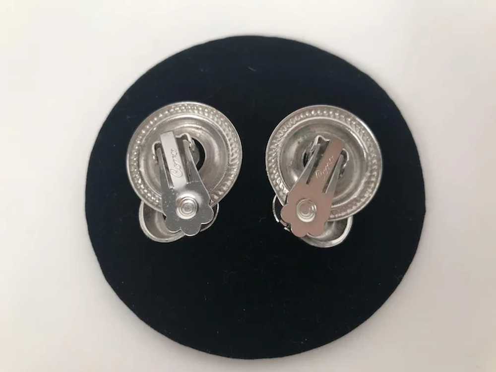 VIntage Signed Coro Silver Tone Earrings Clip Back - image 2