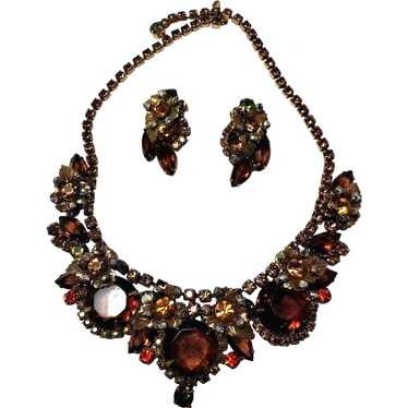 Juliana Layered Necklace And Earrings.w/Metal Flo… - image 1