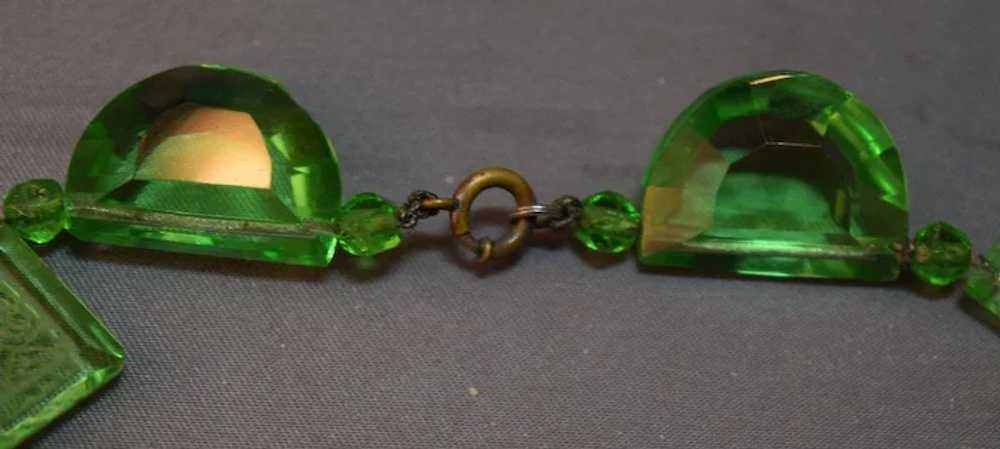 RARE Art Deco 1920's Green Intaglio Etched  Glass… - image 3