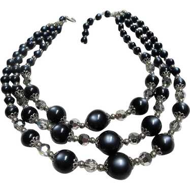 GLOWING Moon Glow and Crystal Bead Necklace,Gray B