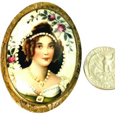 1900's Antique Porcelain Hand Enameled Portrait o… - image 1