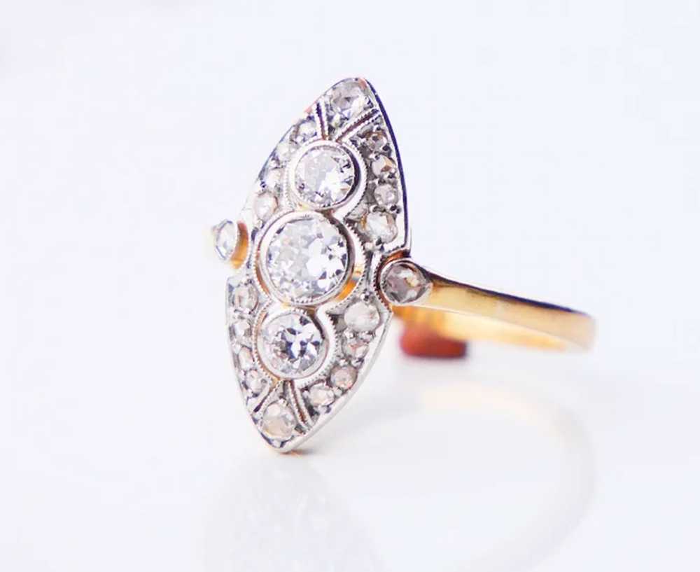 Antique Ring 1 ctw Diamonds solid 18K Yellow Gold… - image 11