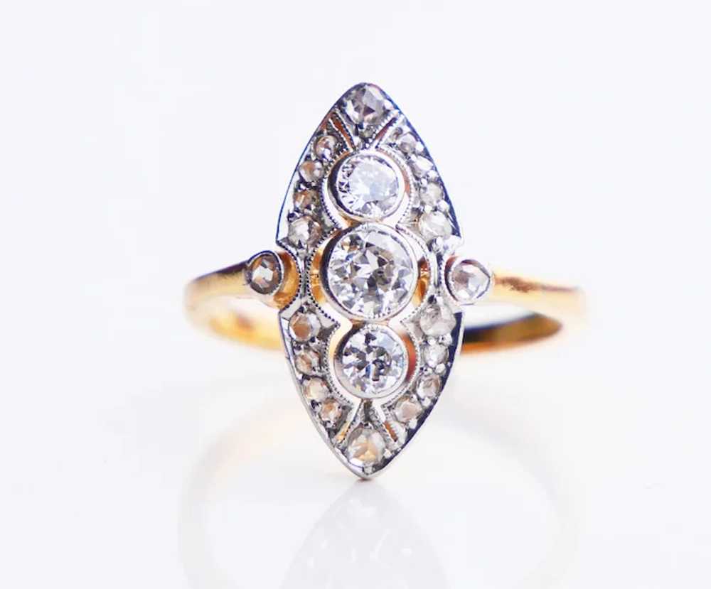 Antique Ring 1 ctw Diamonds solid 18K Yellow Gold… - image 12