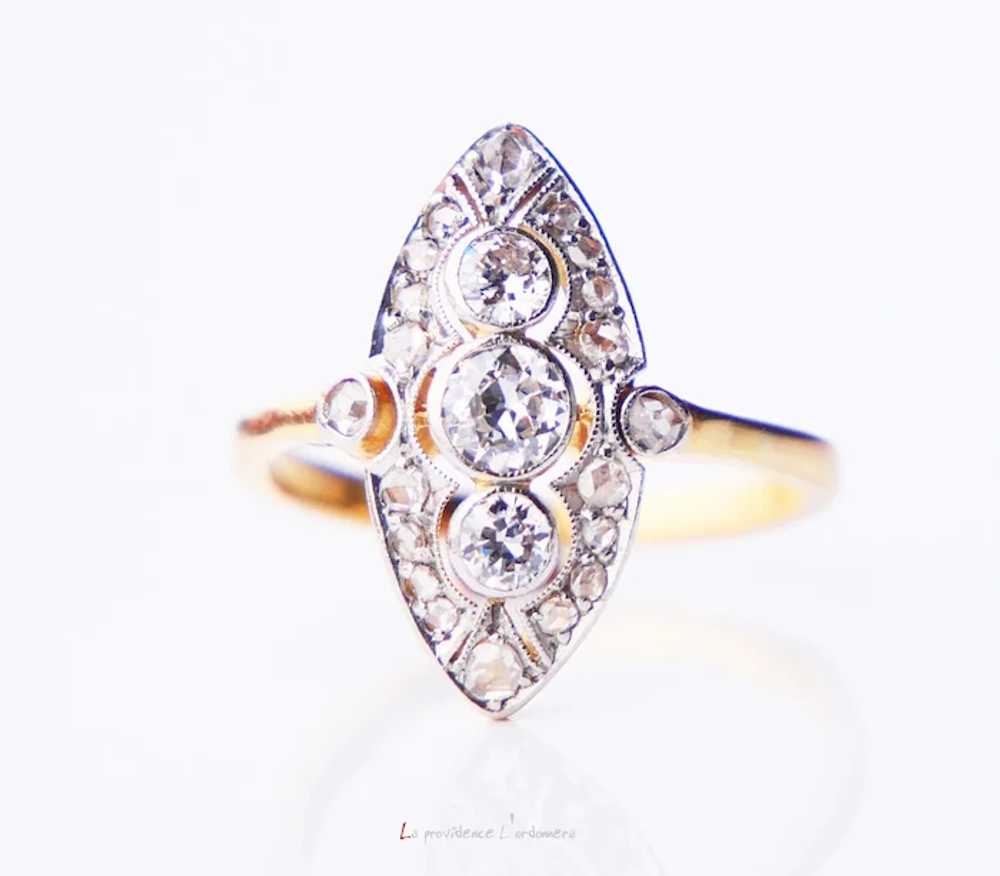 Antique Ring 1 ctw Diamonds solid 18K Yellow Gold… - image 8